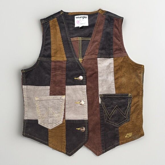 Wrangler Jackets & Blazers - Wrangler x Lainey Wilson Patchwork Corduroy Vest Women’s Size M Brown Western
